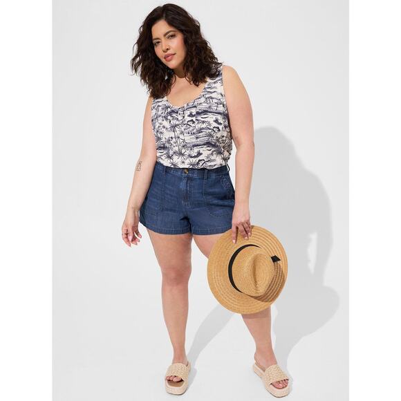 Torrid 1x 1 14-16 Challis Henley Pocket Sleeveless Tank - Picture 5 of 5